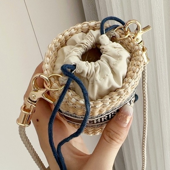 Christian Dior Straw pouch mini shoulder bag VIP Limited New Rare CD - Picture 9 of 14